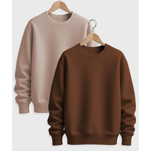 Nueva Sudadera de Cuello Redondo para Hombre, Color Sólido, Tejida, Corte Regular, Informal, para Otoño, Opciones en Marrón y Negro, con Servicio OEM - Product Image 2