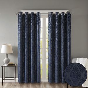 Jacquard damasco lavorato a maglia Total Blackout con occhiello pannello per tenda - Product Image 4