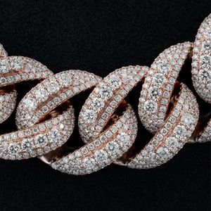 Rose Gold Plated Moissanite <b>Statement</b> <b>Necklace</b> Round Brilliant Cut Link Chain Luxury Unisex Party Jewelry - Product Image 6