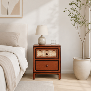 Mesa de Noche de Madera de Alta Calidad con Dos Cajones, Mesa Auxiliar de Madera Sólida para Dormitorio, Fabricación Personalizada OEM - Product Image 2