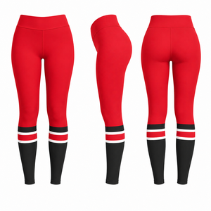 Leggings Rojos con Detalles Negros para Mujer, Nuevo Diseño, Transpirables, Antibacterianos, Cómodos, de Spandex/Poliéster, Largos, Cintura Media - Product Image 3
