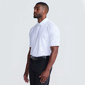 Chemise Popeline Imprimée à Manches Courtes pour Homme, Vente en Gros OEM, Blanche, Respirante, Style Smart Casual, Coupe Classique, Tissu 100% Coton Tissé - Product Image 4