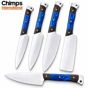 Juego de Cuchillos de Cocina Chimps International de 5 Piezas, Hojas de Acero Inoxidable, Mangos de Madera Pakka y Resina Azul, Ambidiestros, Duraderos y Afilados - Product Image 2