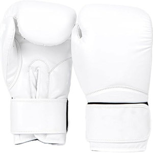 Customized PU Leather Boxing Gloves with Custom Logo Premium Quality Waterproof Adjustable Wrist <b>Strap</b> Training Adults White - Product Image 2