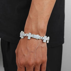 Bracelet entièrement serti de diamants, bracelet croix en diamants, bracelet hip hop, bracelet cadeau pour homme, bijoux hip hop, bracelet pour homme - Product Image 4