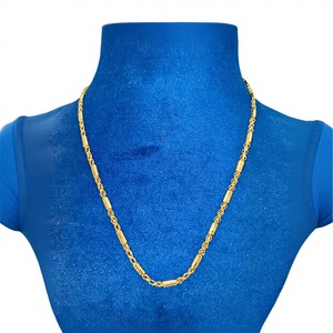 Élégante Chaîne torsadée en or massif 22 carats avec accents en forme de barillet, Collier en or jaune véritable certifié BIS, Bijou - Product Image 1