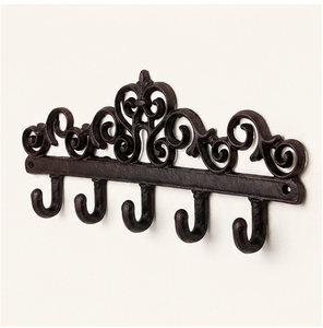 Heavy Duty Cast Iron <b>Wall</b> Mounted <b>Key</b> Holder With 5 Hooks Vintage Ornate Scroll Design Decorative <b>Rack</b> <b>For</b> <b>Keys</b> Towels Organizer - Product Image 1