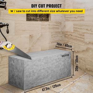 Ready to Tile Rectangle Board Shower <b>Bench</b> Waterproof 47.2x16x20 <b>Bath</b> Tubs & Seats - Product Image 4