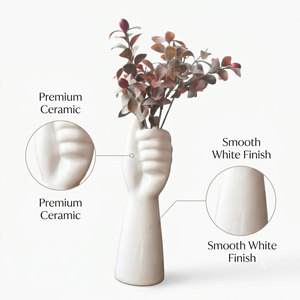 Modern Hand Shaped <b>Ceramic</b> Flower <b>Vase</b> 23cm White Decorative Tabletop <b>Vase</b> for Home Office Living Room Interior Decor - Product Image 3
