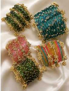 กำไลข้อมือคุณภาพสูง ดีไซน์ยอดเยี่ยม ปี 2026 สีทองแบบแคชเมียร์ ประดับเพชรระยิบระยับ สำหรับงานแต่งงานและงานปาร์ตี้ พรีเมียมสไตล์ปัญจาบ - Product Image 4