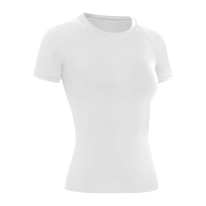 <b>Women's</b> <b>White</b> <b>Short</b> <b>Sleeve</b> Crew Neck Slim Fit Quick Dry Knitted Solid Color Polyester T-<b>Shirt</b> Casual Sporty Athletic Wear - Product Image 2