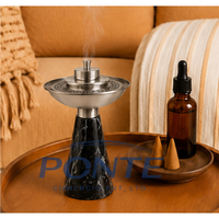 Brûleur à Bakhoor en Métal Arabe avec Base en Marbre, Porte-Encens Oud, Décoration d'Intérieur Écologique, Logo Personnalisé, Vente en Gros, Aromatique Été Printemps