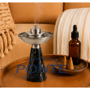Quemador de incienso árabe de metal con base de mármol, soporte para incienso Oud para decoración del hogar, Mabkhara, quemador de Bakhoor, logotipo personalizado, venta al por mayor - Product Image 4