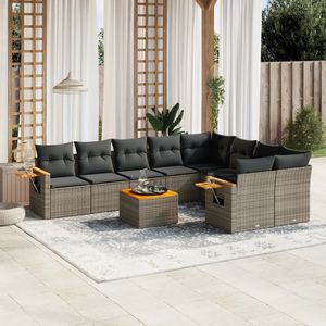 Grey Garden <b>Sofa</b> <b>Set</b> With Cushions UV Resistant PE Rattan Outdoor Furniture Contemporary Design Waterproof - Product Image 1