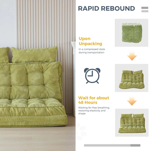 Sofá Cama Rectangular Convertible para Sala de Estar, Relleno de Espuma de Alta Densidad, Tapizado en Corduroy, Lujoso, Hecho en Vietnam, Modelo MD05 - Product Image 5