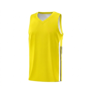 Yellow V-Neck Sleeveless Basketball Jersey Mesh Breathable Unisex Adult Sports Tank <b>Top</b> - Product Image 6