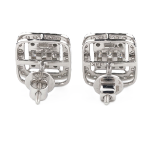 Handmade Double Halo Stud Earrings Baguette Cut Lab Diamond 14K 18K Solid Gold <b>Wedding</b> Gift Jewelry Cluster Square Stud Earrings - Product Image 4