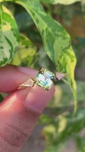 Emerald Cut Topaz Ring Filled Prong Setting Geometric Vintage Women's Engagement Style - Product Image 1