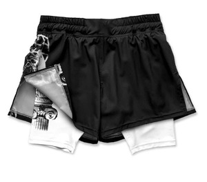Custom Men's Black White Printed 100% Cotton Eco-Friendly Breathable <b>Stretch</b> Mesh Shorts Double Layer Inner Support Lining for - Product Image 1