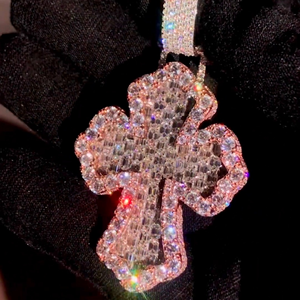 Colgante de Cruz de Cristal Chapado en Oro Rosa con Diamantes de Imitación, Amuleto Religioso, Joyería de Regalo Unisex - Product Image 2