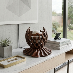 Lampe de table électrique décorative en teck écologique personnalisée avec abat-jour floral à commande tactile pour l'éclairage intérieur moderne des maisons et hôtels - Product Image 6