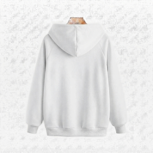 Sweat à capuche personnalisé uni blanc en polyester/coton, broderie de qualité supérieure, respirant, séchage rapide, jersey épais 350g, pull-over - Product Image 2