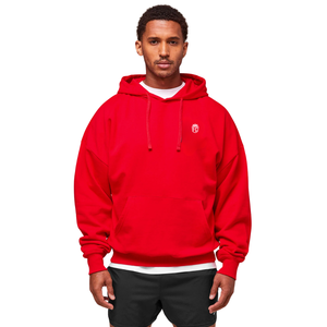Sudadera con Capucha Roja Extra Grande para Hombre, Sudadera de Felpa Gruesa, Corte Holgado, Estilo Casual Urbano - Product Image 1