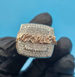 Luxury Custom Letter Moissanite Diamond Iced Out 925 Silver Statement Hip Hop Bling <b>Men</b> Women Party Wear <b>Ring</b> - Product Image 1