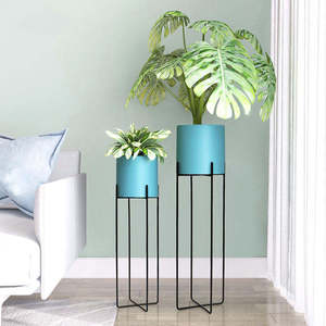 Pot de fleurs moderne en métal, pot à fleurs en fer pour plantes d'intérieur et d'extérieur, jardin, balcon, patio, pot décoratif, décoration de la maison - Product Image 1
