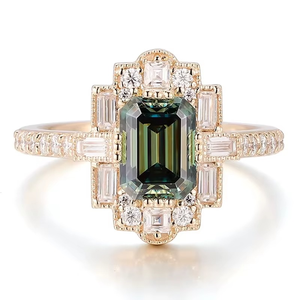 <b>Fine</b> <b>Rings</b> 925 Silver 10K Gold D VVS1 Moissanite <b>Ring</b> Green Color Custom Unisex Moissanite Diamond <b>Ring</b> Romantic Anniversary - Product Image 3