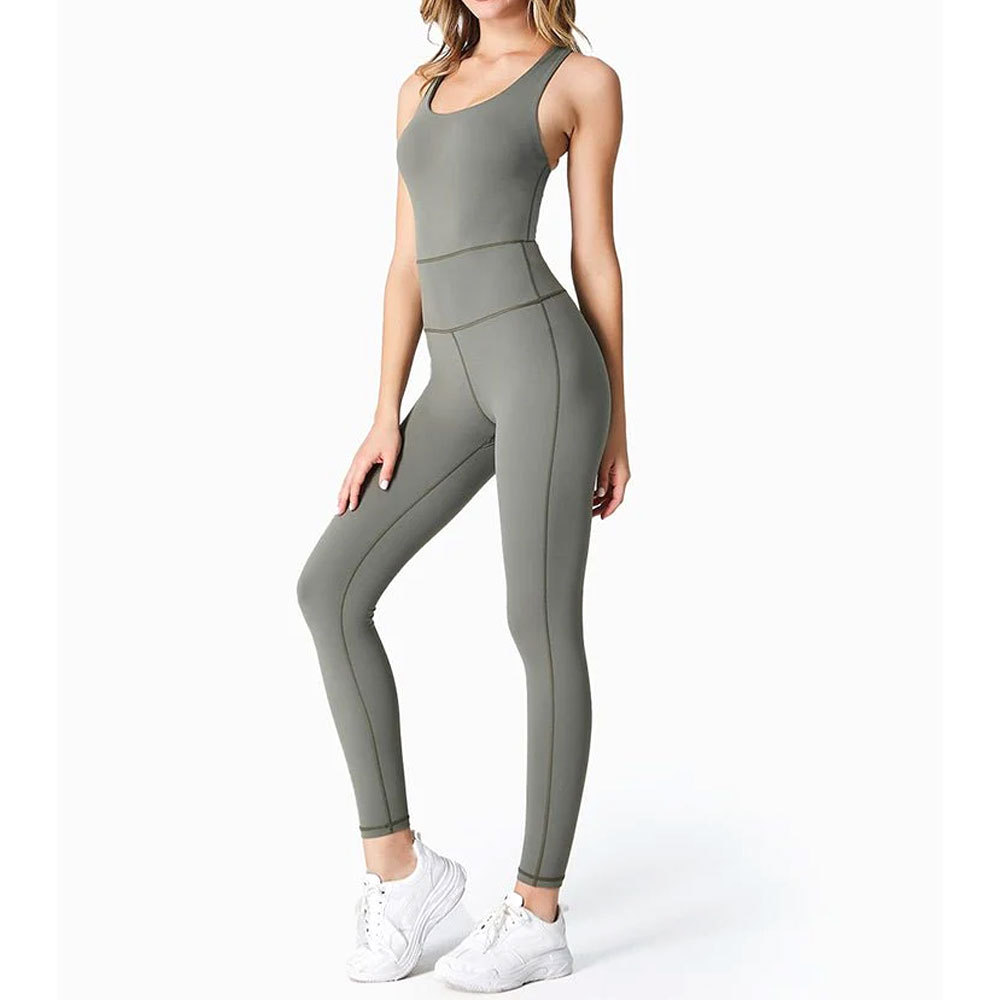 Comfortable Premium Quality High Performance Quick Dry Top Trendy Sleeveless Fitness Wear Custom Logo Print High Waist Jumpsuits