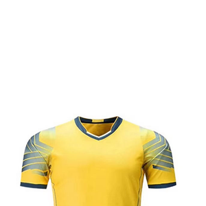 Custom Sublimation Summer Knitted <b>Soccer</b> Jersey Set Men Football Kit Men's Yellow <b>Soccer</b> Jersey Set V-Neck - Product Image 3