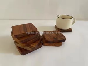 Posavasos de madera elegantes para protección de bebidas, juego de posavasos de madera natural hechos a mano, ideales para uso en el hogar, la Oficina y las fiestas - Product Image 3