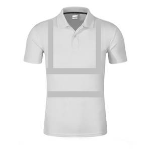 Polo de travail réfléchissant monochromatique pour hommes en tissu de coton, haute visibilité, durable et confortable - Product Image 1
