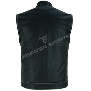Chaleco de Motocicleta Clásico de Moda, de Cuero Genuino, Reversible, Transpirable, para Invierno, Talla 6XL para Hombre, con Forro Interior de Bandana - Product Image 5