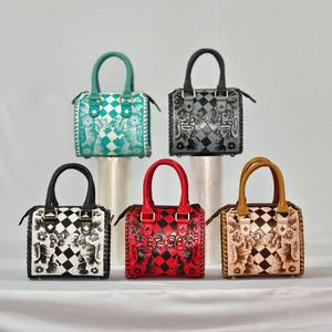 Sac Speedy en cuir Venus, luxueux, fait main, motif floral, imperméable, léger, grande capacité, motif damier, noir - Product Image 5