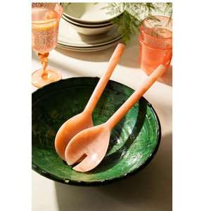 Ensemble d'ustensiles de service pour salade en acrylique/résine couleur moutarde, comprenant une cuillère, compatible lave-vaisselle/micro-ondes/four, ustensiles de cuisine pour hôtel - Product Image 1