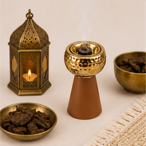 Modern Gold Mabkhara <b>Bakhoor</b> Burner Luxury Metal Arabic Incense Holder Modern Style <b>Oud</b> Burner Censer for Ramadan Eid Home Decor - Product Image 2
