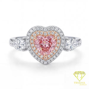 Luxury <b>Heart</b> Cut <b>Pink</b> Moissanite Engagement <b>Ring</b> White Side Stones 925 Sterling Silver Romantic Bridal Jewelry Gift For Women - Product Image 3