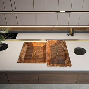 Bandeja Rectangular de Madera de Alta Calidad con Acabado Natural Suave, Hecha a Mano y Pintada a Mano, Diseño Moderno y Duradero, Patrón Sólido para Servir Alimentos - Product Image 1