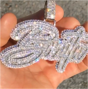 Pendentif personnalisé en argent pour homme, serti de moissanite VVS et de diamants de laboratoire, avec logo ou nom, style Hip Hop, passe le testeur de diamant - Product Image 5