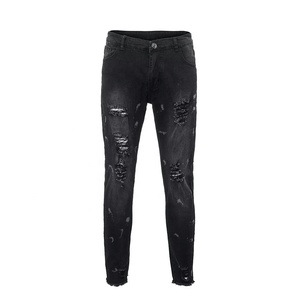 <b>Men</b> pockets patchwork <b>black</b> cargo <b>biker</b> <b>jeans</b> for motorcycle plus size slim fit pleated stretch denim pants - Product Image 2
