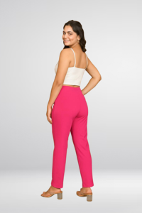 Pantalon slim rose pour femme, taille haute, extensible, décontracté, élégant, confortable, à porter au quotidien - Product Image 6