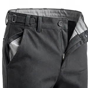 Straight Fit Canvas <b>Trousers</b> Mid Waist <b>Elastic</b> Waist Quick Dry Lightweight Summer Smart Casual Pants <b>Men</b>'s Dark Gray Light - Product Image 5