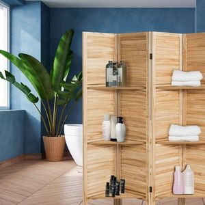 Divisorio Pieghevole a 4 Pannelli Autoportante con Cerniere e Separatori per Ambienti - Product Image 1