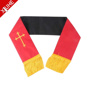 Écharpe Cérémonielle Chrétienne Personnalisée pour Prêtre avec Pompons Style Moderne 100% Polyester - Product Image 1