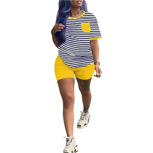 Conjunto de Camiseta Casual de Manga Corta y Pantalones Cortos Deportivos para Mujer, Atuendo Combinado de Verano, Venta al Por Mayor - Product Image 1