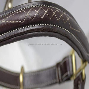 Caballo de cuero marrón de costura de doble capa, diseño personalizado con relleno suave en la corona y ajuste a prueba de óxido - Product Image 3