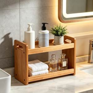 Juego de baño de madera de diseño moderno, dispensador de jabón cuadrado, caja para pañuelos, soporte para cepillos de dientes, bandeja, fácil de limpiar, juego de seis piezas - Product Image 5