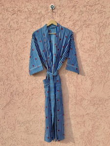 Robe Kimono Décontractée en Coton Lisse Imprimée à la Main Motif Floral pour Demoiselle d'Honneur – Idéale Printemps, Été, Automne, Hiver - Product Image 5